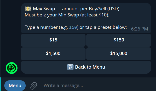 Set maximum swap size