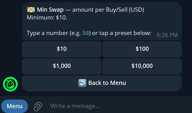 Set minimum swap size
