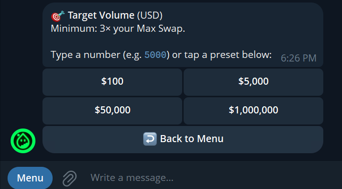 Set your target volume